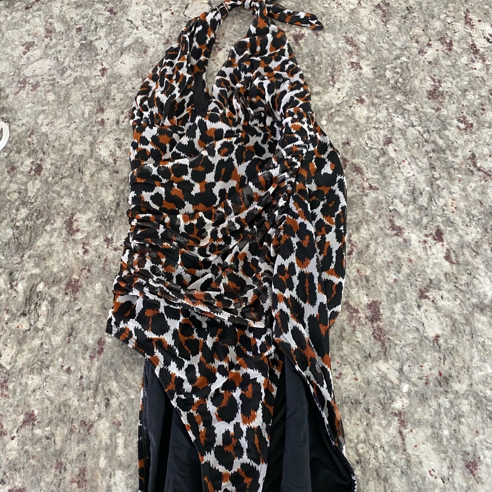 Leopard halter one piece swimsuit. Kenneth Cole